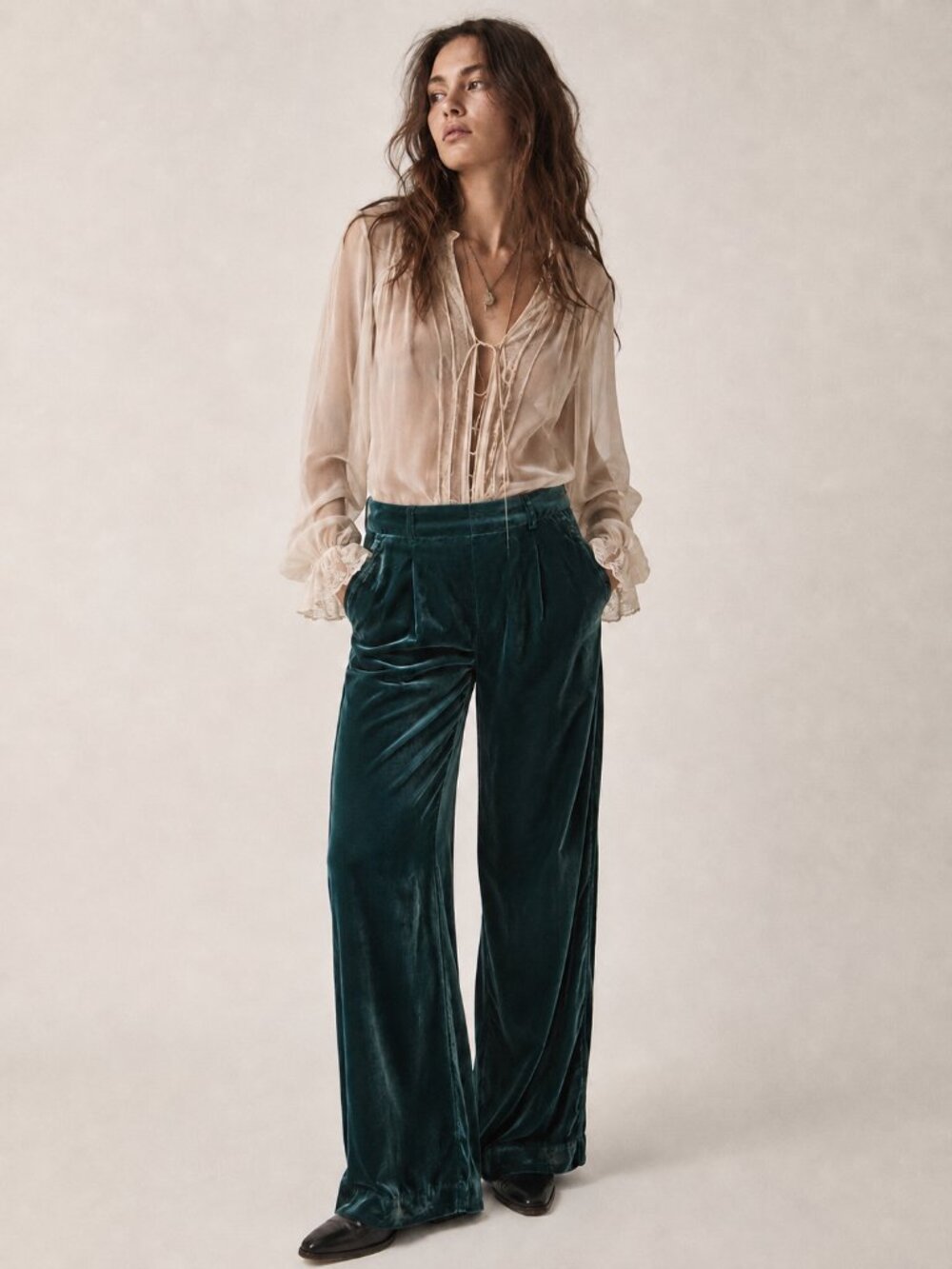 Old Navy Taylor Velvet Wide Leg Trousers S Emerald Green High Rise